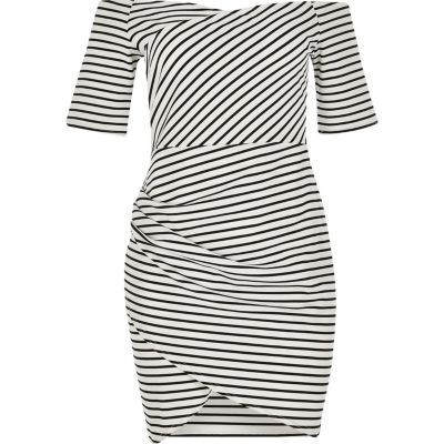 RI Plus black stripe bardot dress